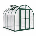 Serre de jardin en aluminium vert et polycarbonate transparent, 250 x 190 x 215 cm, toit arqué avec ouvrants