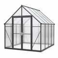 Serre de jardin en aluminium anthracite et polycarbonate translucide, double porte, 190 x 190 x 195 cm