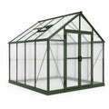 Serre de jardin en aluminium vert et polycarbonate translucide avec double porte et lucarne, 244 x 185 x 209 cm