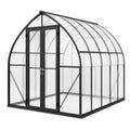 Serre de jardin en aluminium noir et polycarbonate transparent, 244 x 183 x 220 cm, toit cintré et double porte