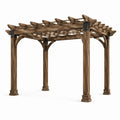 Pergola de jardin en bois brun avec treillis, 305 x 305 x 254 cm