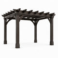 Pergola de jardin en bois brun foncé avec toit ajouré, 366 x 305 x 244 cm