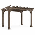 Pergola de jardin en bois brun de style traditionnel, 366 x 305 x 244 cm