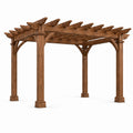 Pergola de jardin en bois marron 400 x 300 x 270 cm avec toit ajouré rustique