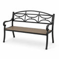 Banc de jardin 2 places en métal noir avec assise marron, 127 x 60 x 85 cm