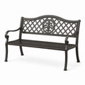 Banc de jardin en métal noir avec dossier ajouré, 123 x 60 x 90 cm