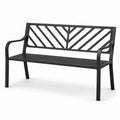 Banc de jardin 2 places en métal noir avec dossier géométrique ajouré, 127 x 60 x 87 cm