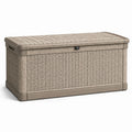 Coffre de rangement à couvercle en résine tressée Beige/Taupe, 120 x 55 x 60 cm
