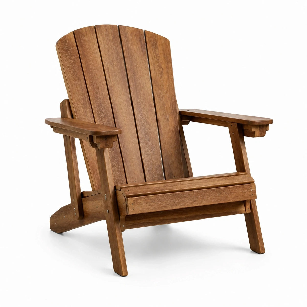 Fauteuil Adirondack en bois marron à dossier incliné, 82 x 78 x 96 cm
